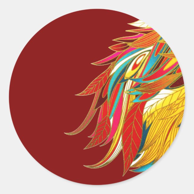 Exotic Feathers Red Classic Round Sticker (Front)