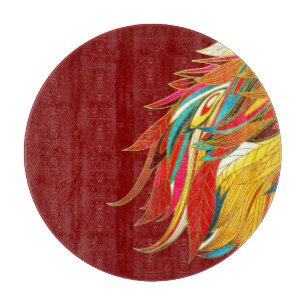 Exotic Feathers Red Cutting Board