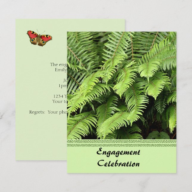 Exotic Fern Engagement Invitation (Front/Back)