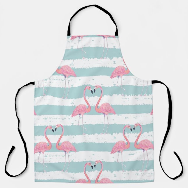 Exotic Flamingo Striped Background Pattern Apron (Front)