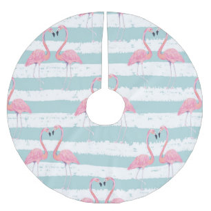 Exotic Flamingo Striped Background Pattern Brushed Polyester Tree Skirt