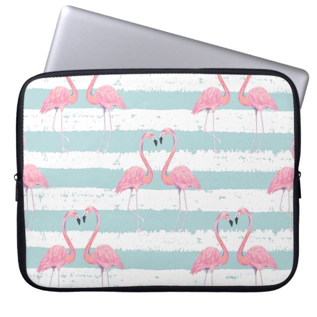 Exotic Flamingo Striped Background Pattern Laptop Sleeve (Front)