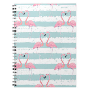 Exotic Flamingo Striped Background Pattern Notebook