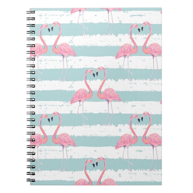 Exotic Flamingo Striped Background Pattern Notebook (Front)