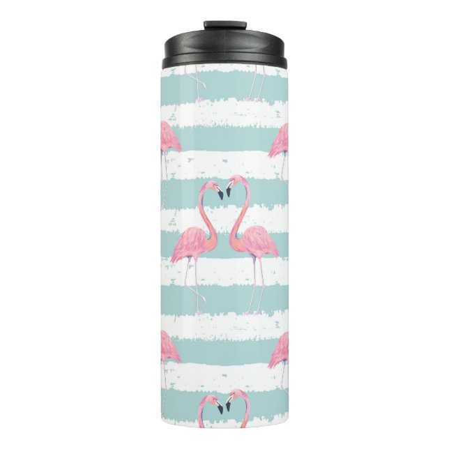 Exotic Flamingo Striped Background Pattern Thermal Tumbler (Front)