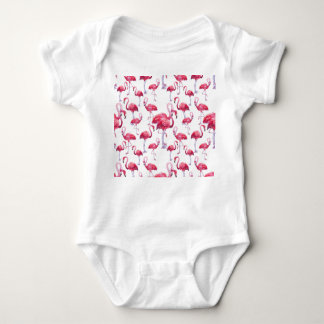 Exotic Flamingo Watercolor Bird Baby Bodysuit