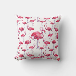 Exotic Flamingo Watercolor Bird Cushion