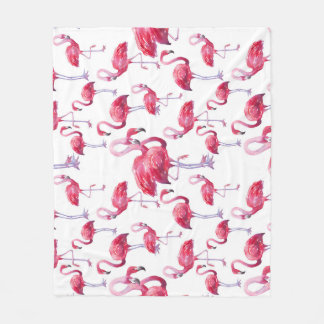Exotic Flamingo Watercolor Bird Fleece Blanket
