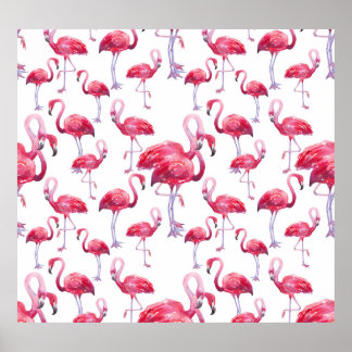 Exotic Flamingo Watercolor Bird Poster