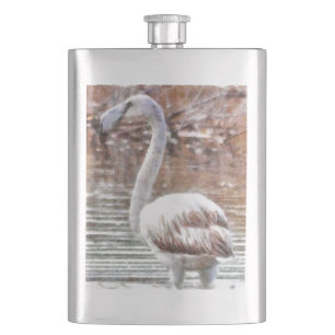 Exotic Flamingo Watercolor Hip Flask