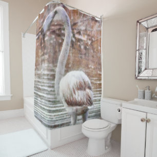 Exotic Flamingo Watercolor Shower Curtain