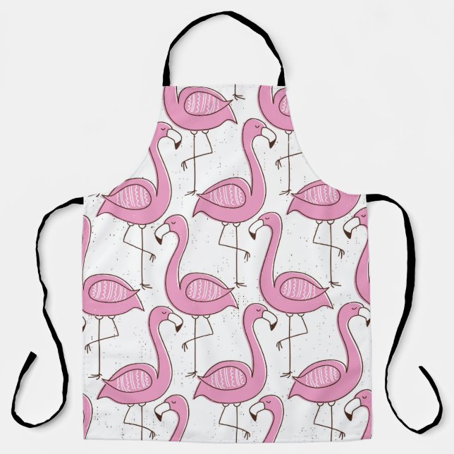Exotic flamingos, vintage seamless design. apron (Front)