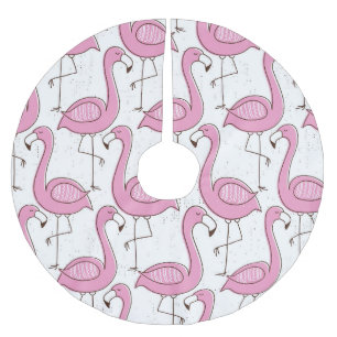 Exotic flamingos, vintage seamless design. brushed polyester tree skirt