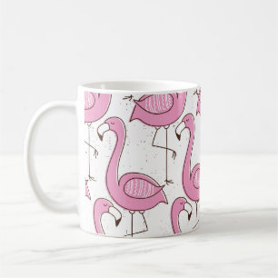Exotic flamingos, vintage seamless design. coffee mug