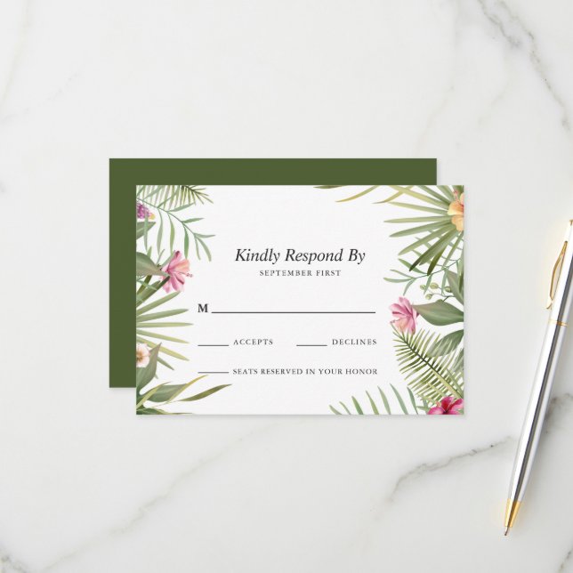 Exotic Floral Design RSVP Card (Front/Back In Situ)