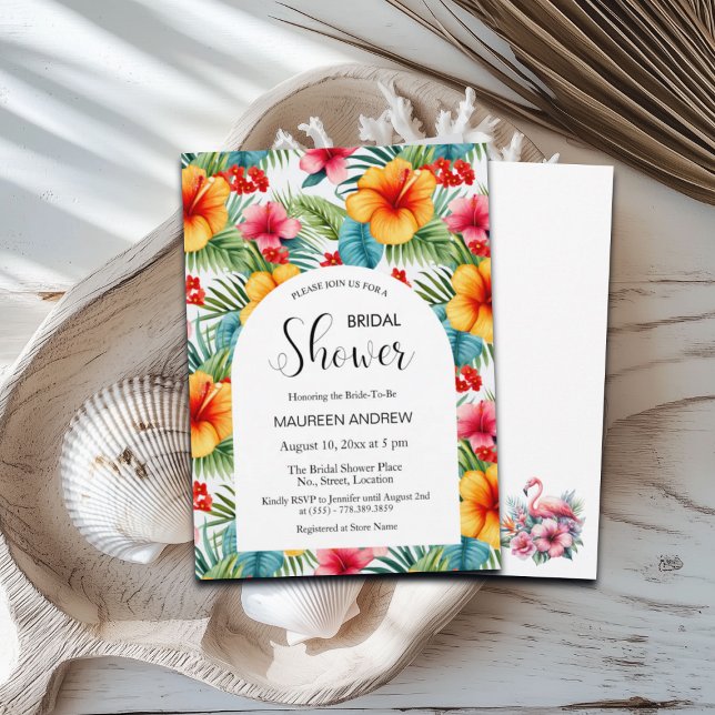 Exotic Floral Tropical Leaves Bridal Shower Invitation (Creator Uploaded)