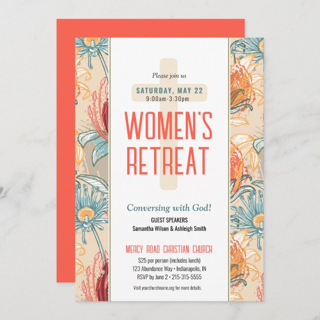 Exotic Floral Women's Church Retreat Invitation (Front/Back)