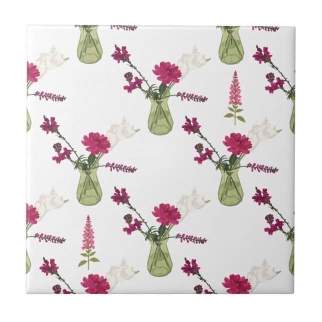 Exotic flower arrangement in glass ceramic tile (Front)