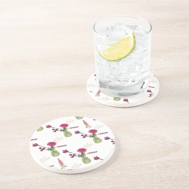 Exotic flower arrangement in glass coaster (Side)