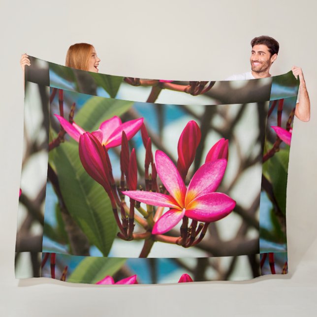 Exotic flower background plumeria blooms fleece blanket (In Situ)