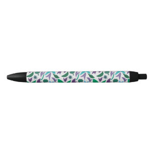 Exotic flower pattern  black ink pen