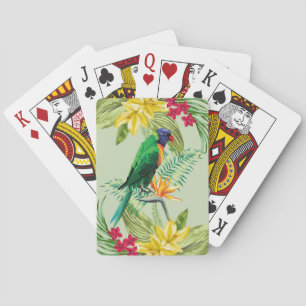 Exotic Flowers And Parrot Playing Cards