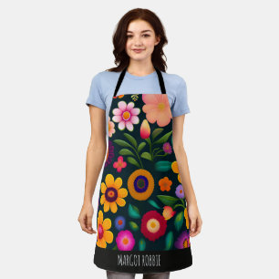 Exotic Flowers Colourful Pattern Apron