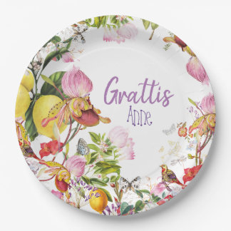 Exotic Flowers Paper Plate