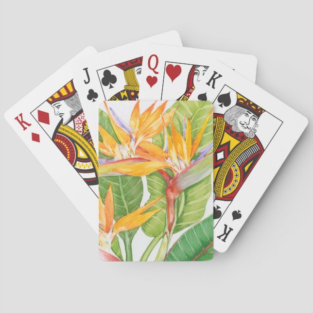 Exotic Flowers Watercolor Playing Cards (Back)