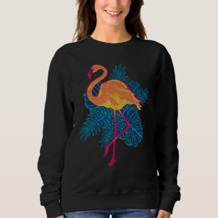 Exotic Flowers Zoo Animal Tropical Bird  Pink Flam Sweatshirt