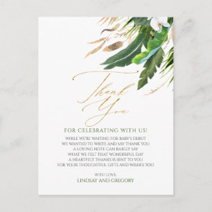 Exotic Foliage Floral Tropical Thank You Postcard