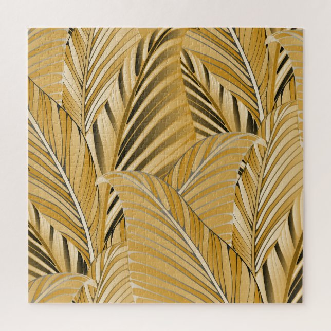 Exotic Foliage: Gold Leaves Pattern Jigsaw Puzzle (Vertical)