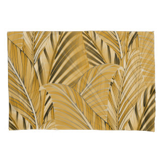 Exotic Foliage: Gold Leaves Pattern Pillowcase