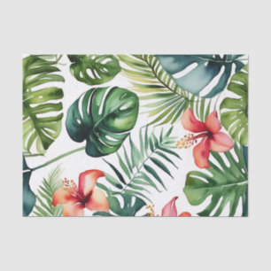 Exotic Foliage Tropical Watercolor And Flowers Tissue Paper