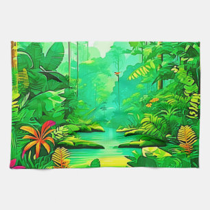 Exotic Forest Design Tea Towel