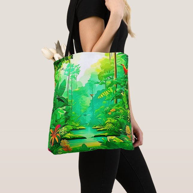 Exotic Forest Design Tote Bag (Close Up)
