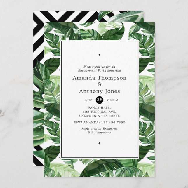 Exotic Forest Engagement Party Invitation (Front/Back)