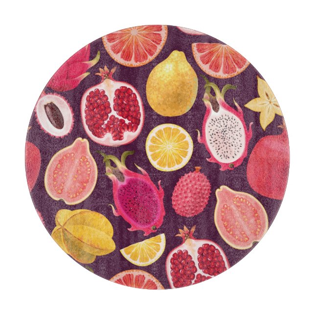 Exotic fruit: colourful seamless pattern cutting board (Front)