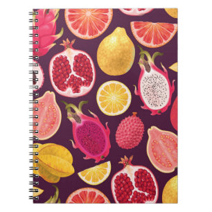 Exotic fruit: colourful seamless pattern notebook
