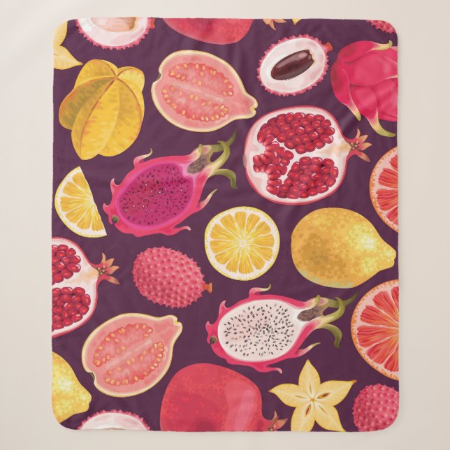 Exotic fruit: colourful seamless pattern sherpa blanket (Front)