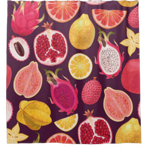 Exotic fruit: colourful seamless pattern shower curtain