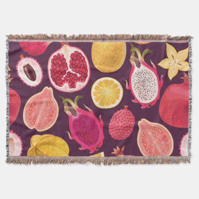 Exotic fruit: colourful seamless pattern throw blanket (Front)