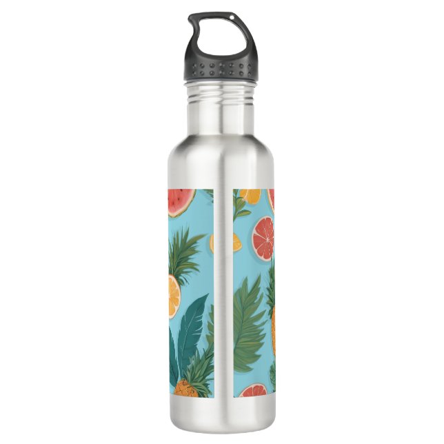 Exotic Fruit floral pattern. Hello summer. 710 Ml Water Bottle (Back)