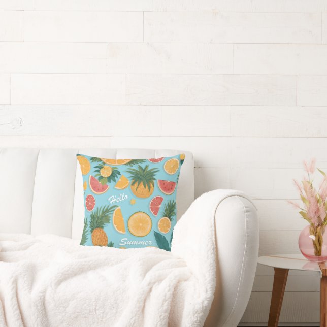 Exotic Fruit floral pattern. Hello summer. Cushion (Couch)