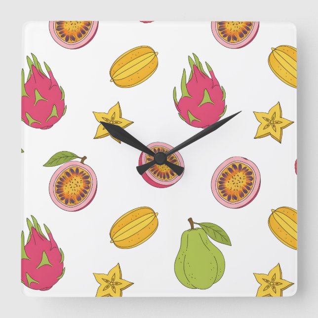 Exotic Fruit Pattern - Paradis Tropic Mixture Square Wall Clock (Front)