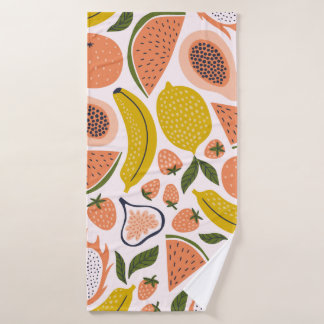 Exotic fruit seamless pattern in hand-drawn style. bath towel