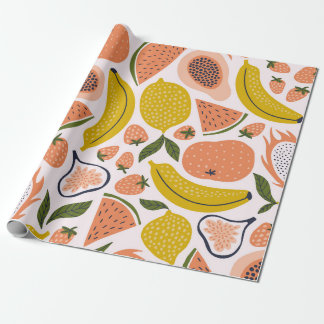 Exotic fruit seamless pattern in hand-drawn style. wrapping paper