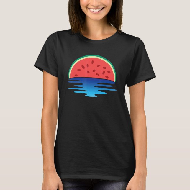 Exotic Fruit  Summer Sunset Tropical Watermelon T-Shirt (Front)