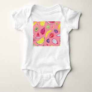 Exotic Fruit: Tropical Hand-Drawn Pattern Baby Bodysuit