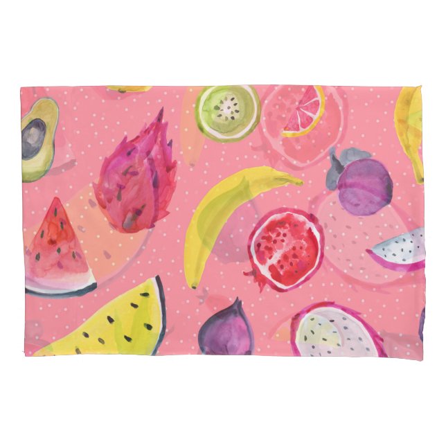 Exotic Fruit: Tropical Hand-Drawn Pattern Pillowcase (Front)